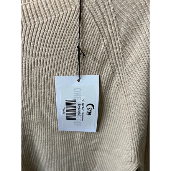 ZYIA ecru ribbed delphine sweater women's size large new with tags! - Picture 5 of 6
